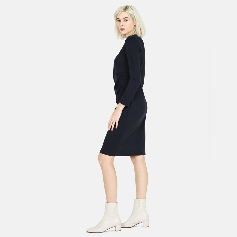 Weekend Max Mara Black Jersey Ruched 7/8 Sleeve Knee Length Sheath Dress EUC M - Picture 3 of 12